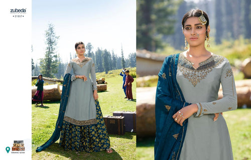 Multi Color Satin Georgette Indian women's salwar kameez with dupatta ready to wear