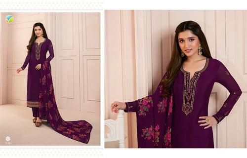 Purple Royal Crepe Indian women's salwar kameez with dupatta ready to wear