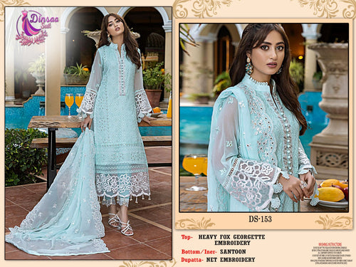 Aqua Fox Georgette Indian women's salwar kameez with dupatta ready to wear