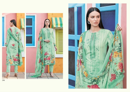 Multi Color Cotton Indian women's salwar kameez with dupatta ready to wear
