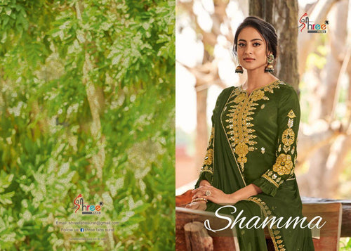 Green Pure Viscose Opada Silk Indian women's salwar kameez with dupatta ready to wear