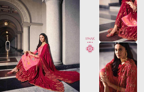 Multi Color Pure Dola Jecquard Indian women's salwar kameez with dupatta ready to wear