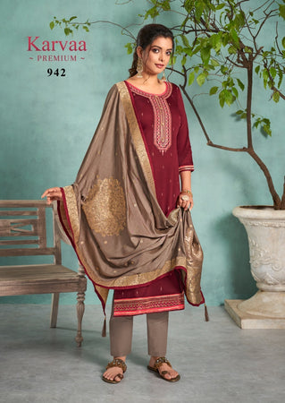 Brown  jam silk Indian women's salwar kameez with dupatta ready to wear