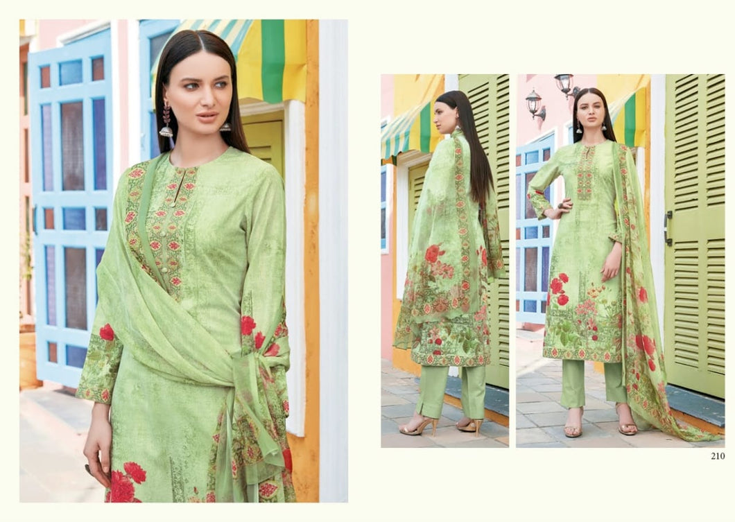 Green Cotton Indian women's salwar kameez with dupatta ready to wear