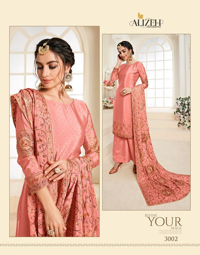Multi Color Chinon Indian women's salwar kameez with dupatta ready to wear
