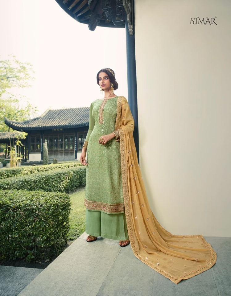 Green Pure Viscose Indian women's salwar kameez with dupatta ready to wear