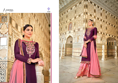 Purple Pure Heavy Viscos Indian women's salwar kameez with dupatta ready to wear