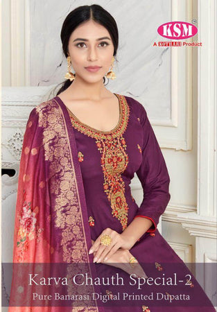 Purple Pure Jam Dyed Indian women's salwar kameez with dupatta ready to wear
