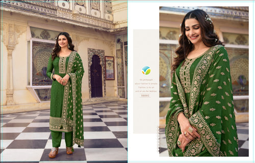 Green Fancy Fabric Indian women's salwar kameez with dupatta ready to wear