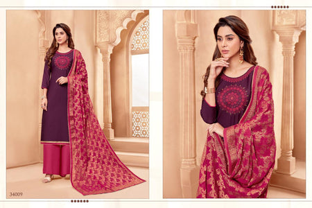 Purple Handwork Indian women's salwar kameez with dupatta ready to wear