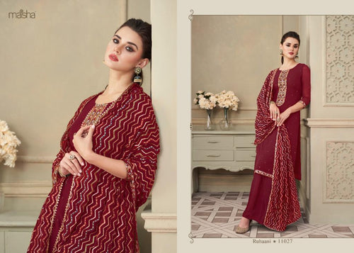 Brown Georgette Indian women's salwar kameez with dupatta ready to wear