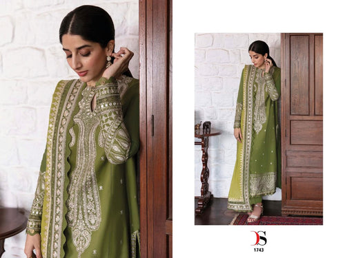 Green Pure Cambric Cotton Indian women's salwar kameez with dupatta ready to wear