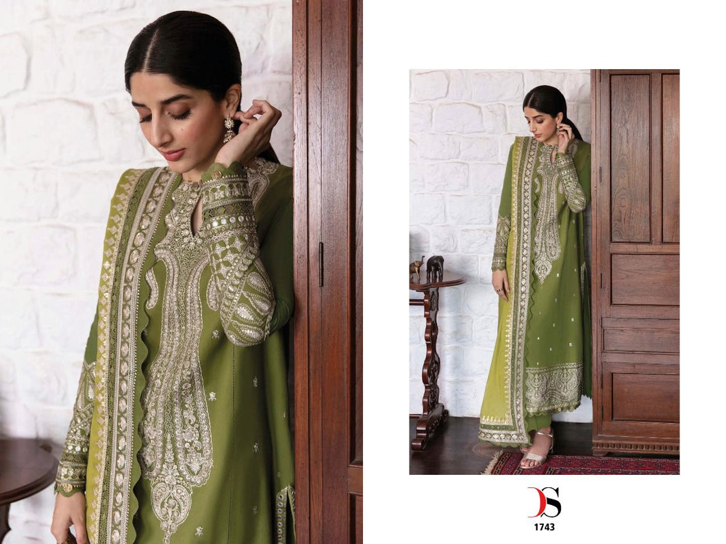 Green Pure Cambric Cotton Indian women's salwar kameez with dupatta ready to wear