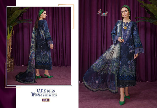 Blue Pashmina Indian women's salwar kameez with dupatta ready to wear