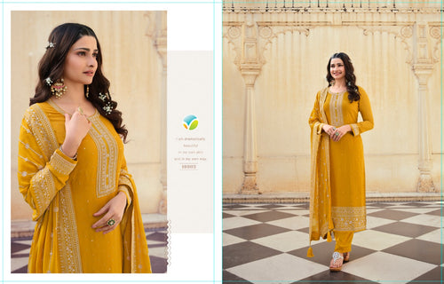 Gold Fancy Fabric Indian women's salwar kameez with dupatta ready to wear