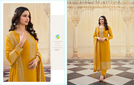 Gold Fancy Fabric Indian women's salwar kameez with dupatta ready to wear