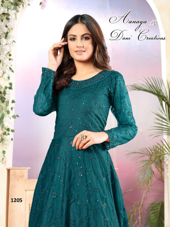 Multi Color Net Indian women's salwar kameez with dupatta ready to wear