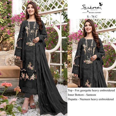 Black Fox Georgette Indian women's salwar kameez with dupatta ready to wear
