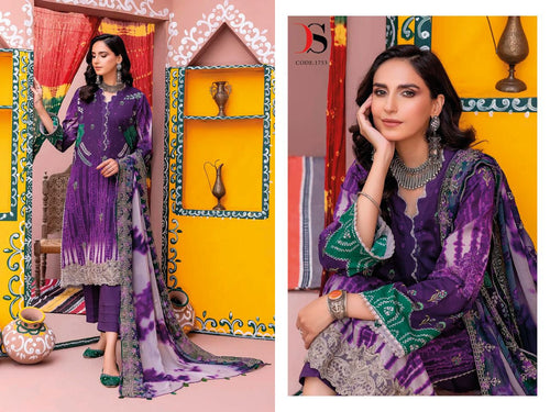 Purple Pure Cotton Indian women's salwar kameez with dupatta ready to wear