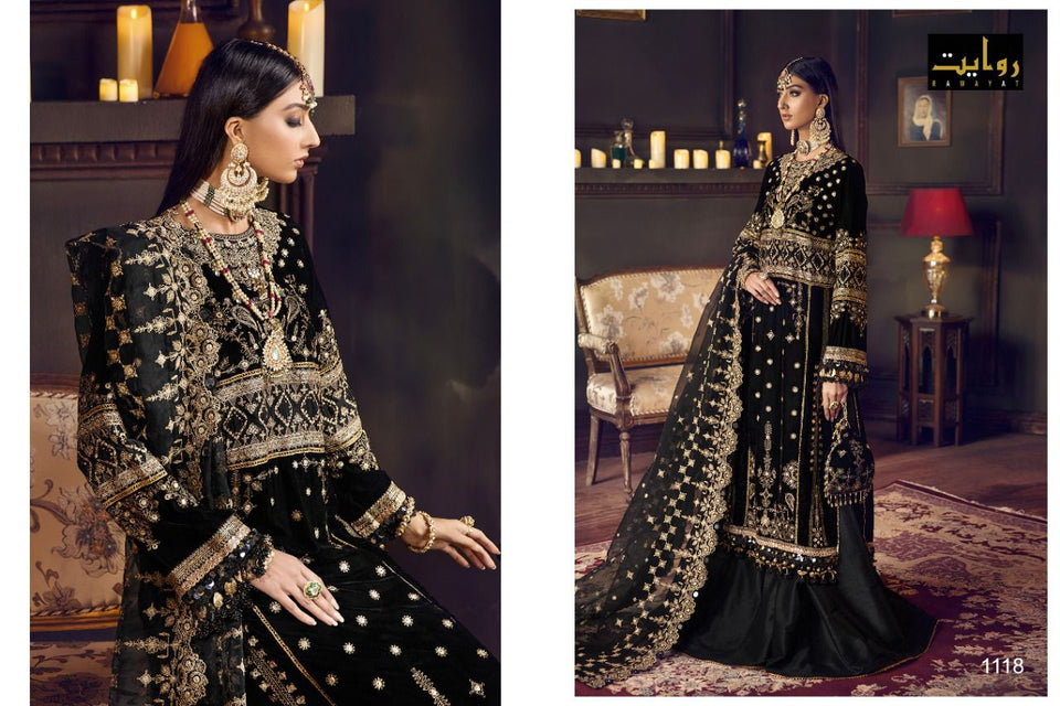 Black Fuax Georgette Indian women's salwar kameez with dupatta ready to wear