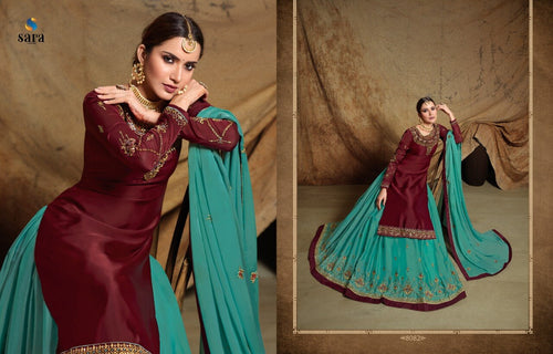 Purple Satin Georgette Indian women's salwar kameez with dupatta ready to wear