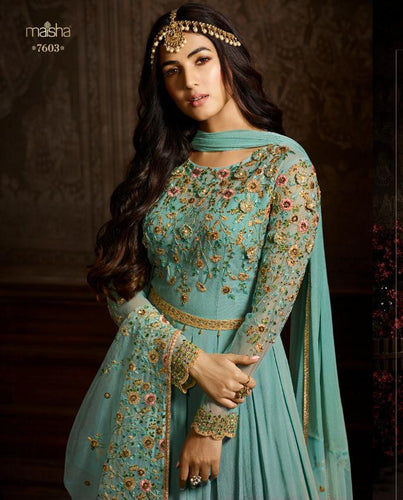 Multi Color Net Indian women's salwar kameez with dupatta ready to wear
