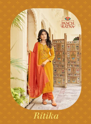 Gold Heavy Parampara Silk Indian women's salwar kameez with dupatta ready to wear