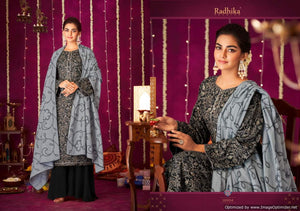 Black Blossom Cotton Indian women's salwar kameez with dupatta ready to wear