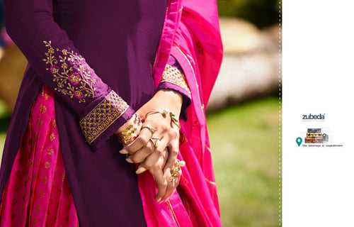 Purple Satin Georgette Indian women's salwar kameez with dupatta ready to wear