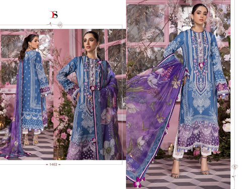 Blue Pure Cotton Indian women's salwar kameez with dupatta ready to wear