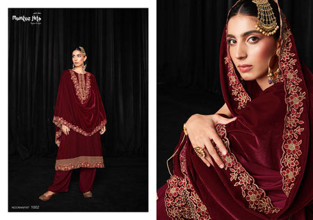 Brown Pure Soft Velvet Indian women's salwar kameez with dupatta ready to wear