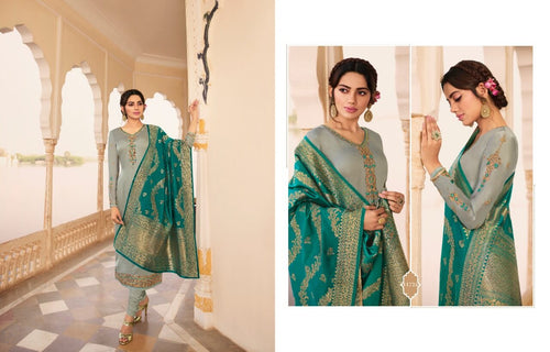 Multi Color Fox Georgette Indian women's salwar kameez with dupatta ready to wear
