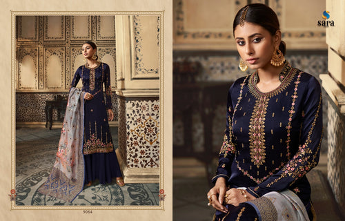 Blue Satin Georgette Indian women's salwar kameez with dupatta ready to wear
