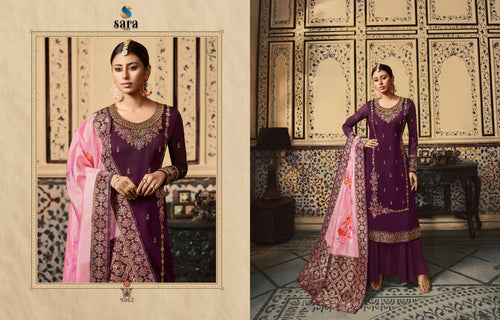 Purple Satin Georgette Indian women's salwar kameez with dupatta ready to wear