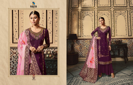 Purple Satin Georgette Indian women's salwar kameez with dupatta ready to wear