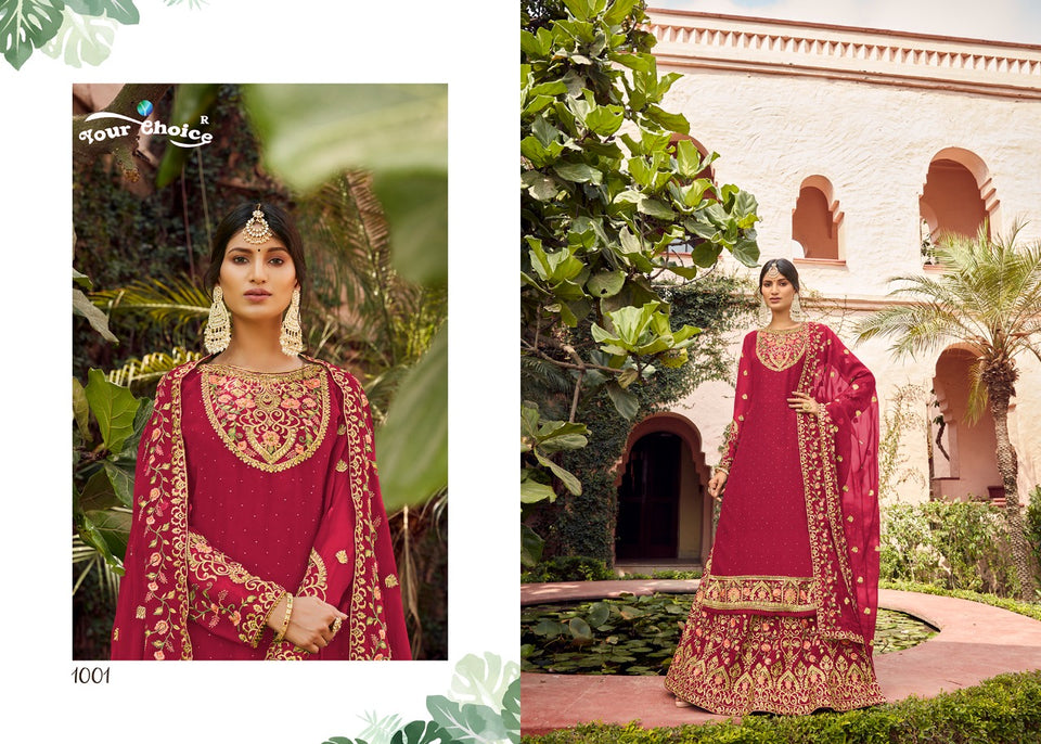Red Georgette Indian women's salwar kameez with dupatta ready to wear