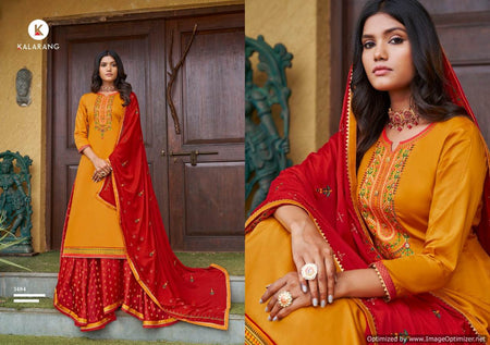 Gold jam silk Indian women's salwar kameez with dupatta ready to wear