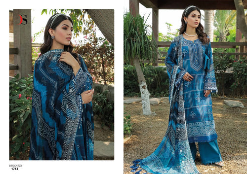 Blue Pure Cotton Indian women's salwar kameez with dupatta ready to wear