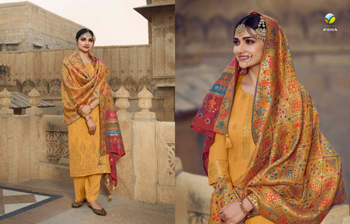 Gold Viscose Machlin Indian women's salwar kameez with dupatta ready to wear