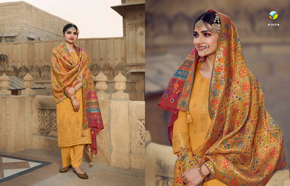 Gold Viscose Machlin Indian women's salwar kameez with dupatta ready to wear