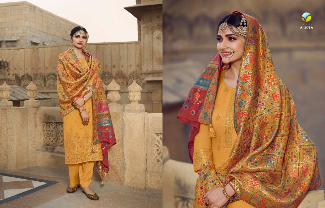 Gold Viscose Machlin Indian women's salwar kameez with dupatta ready to wear