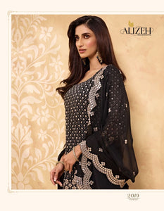 Black Alizeh Georgette Indian women's salwar kameez with dupatta ready to wear