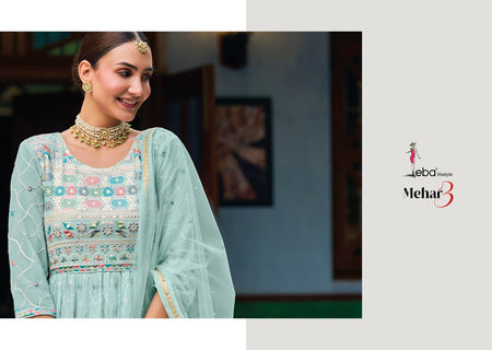 Aqua Faux Georgette Indian women's salwar kameez with dupatta ready to wear