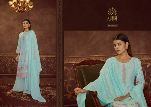 Aqua Pure Muslin Indian women's salwar kameez with dupatta ready to wear