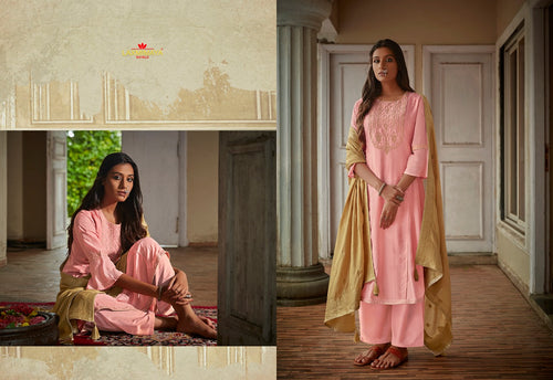 Pink Heavy Muslin Silk Indian women's salwar kameez with dupatta ready to wear