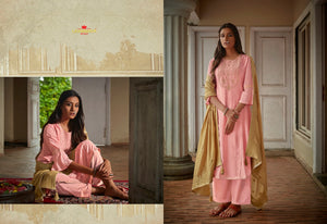 Pink Heavy Muslin Silk Indian women's salwar kameez with dupatta ready to wear