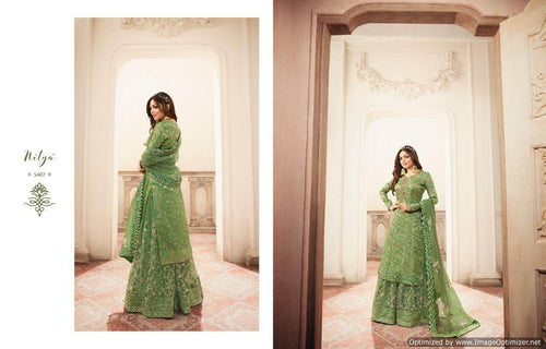 Green Dola Jacquard Indian women's salwar kameez with dupatta ready to wear