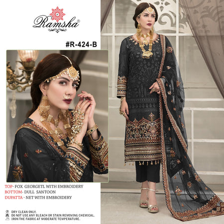 Black Gorgette Indian women's salwar kameez with dupatta ready to wear