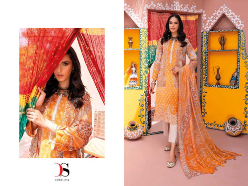 Coral Pure Cotton Indian women's salwar kameez with dupatta ready to wear