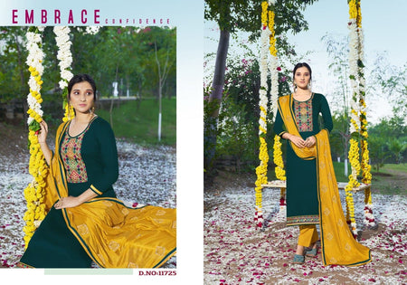 Green Jam Satin Indian women's salwar kameez with dupatta ready to wear